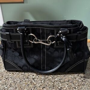 Coach Black Satchel with Silver Accents